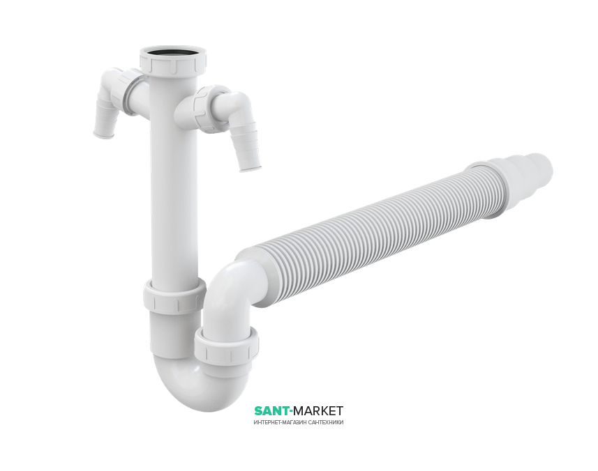 Сифон для мийки AlcaPlast з накидною гайкою 6/4 