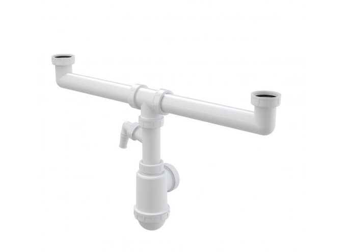 Сифон для здвоєної мийки AlcaPlast з накидними гайками 6/4 