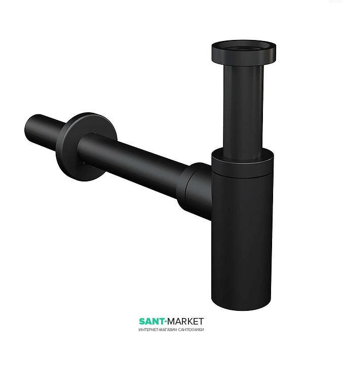 Сифон для раковини AlcaPlast Design латунь чорний матовий A400BLACK