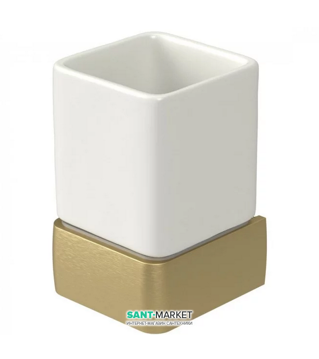 Cтакан для зубных щеток Haceka Aline Gold настенный белый/матовое золото 1196882