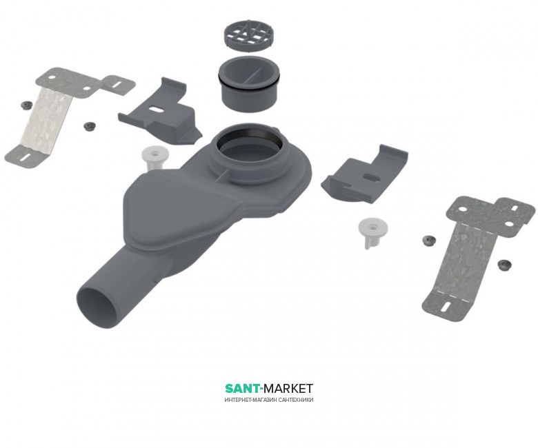 Сифон для водовідвідного жолоба AlcaPlast екстра низький з комплектом ніг APZ-S6