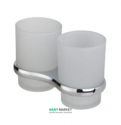 Cтакан для зубных щеток Haceka Joy Chroom двойной хром/матовое стекло 1138858