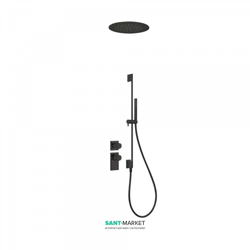 Система для душа встраиваемая термостатическая Tres Block System черный матовый 20635203NM
