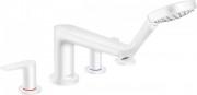 Смеситель на край ванны Hansgrohe Talis E двухвентильный с ручным душем белый матовый 71748700