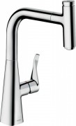 Смеситель для кухни Hansgrohe Metris Select M71 240 1jet sBox с вытяжным изливом однорычажный хром 73802000