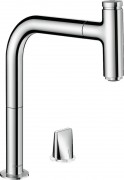 Смеситель для кухни Hansgrohe Metris Select M71 200 1jet sBox с вытяжным изливом однорычажный на 2 отверстия хром 73804000