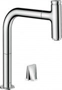 Смеситель для кухни Hansgrohe Metris Select M71 200 1jet sBox с вытяжным изливом однорычажный на 2 отверстия хром 73804000