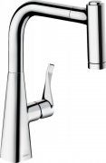 Смеситель для кухни Hansgrohe Metris M71 220 Eco 2jet sBox с вытяжным изливом однорычажный хром 73823000