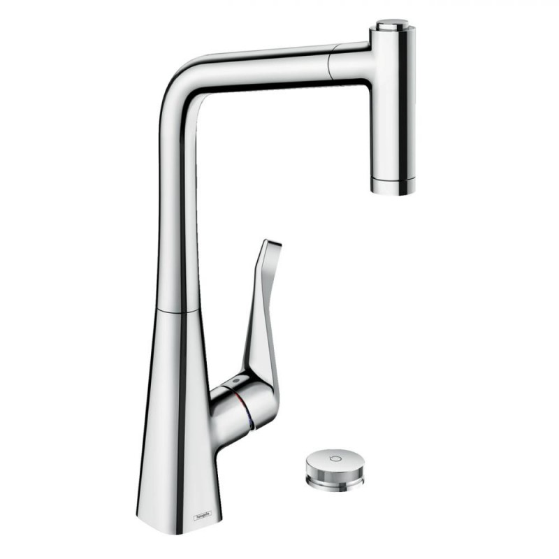 Смеситель для кухни Hansgrohe Metris Select M71 320 2jet sBox с вытяжным изливом однорычажный на 2 отверстия хром 73806000