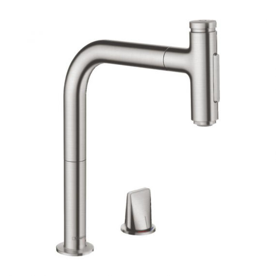 Смеситель для кухни Hansgrohe Metris Select M71 200 2jet sBox с вытяжным изливом однорычажный сталь 73818800