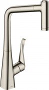 Смеситель для кухни Hansgrohe Metris Select M71 320 2jet sBox с вытяжным изливом однорычажный на 2 отверстия сталь 73806800
