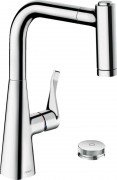 Смеситель для кухни Hansgrohe Metris Select M71 220 Eco 2jet sBox с вытяжным изливом однорычажный хром 73826000