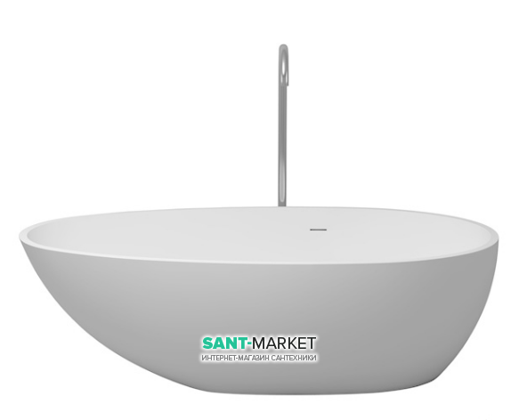 Ванна кам'яна окремостояча овальна Istone Olivia 170х83 см білий матовий WD6585