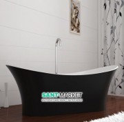 Ванна каменная отдельностоящая овальная Istone Willow 175х75 см белый матовый/черный матовый WD6520 ext black