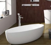 Ванна каменная отдельностоящая овальная Istone Qliuia 170х80 см белый матовый WD6599