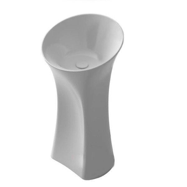 Раковина для ванной отдельностоящая цельнолитая с пьедесталом IStone Hola белый матовый WD3864