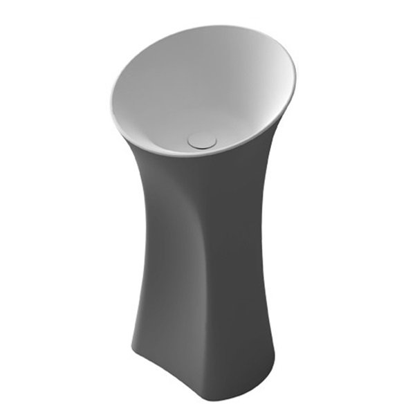 Раковина для ванной отдельностоящая цельнолитая с пьедесталом IStone Hola белый матовый/серый WD3864 rain cloud