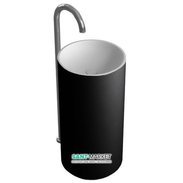 Раковина для ванной отдельностоящая цельнолитая с пьедесталом IStone Colleen черный матовый WD38374 BLACK MATTE