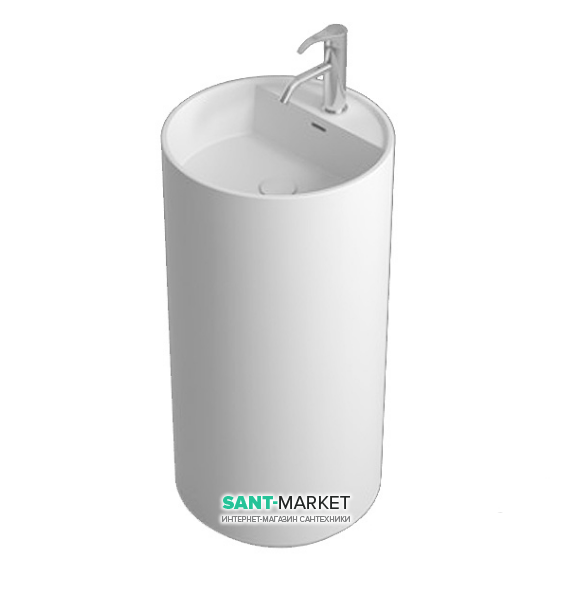 Раковина для ванной отдельностоящая цельнолитая с пьедесталом IStone Colleen 1 отверстие для смесителя белый матовый WD38375