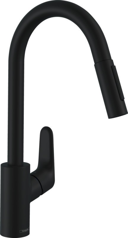 Смеситель для кухни Hansgrohe Focus M41 240 2jet выдвижная лейка однорычажный черный матовый 31815670