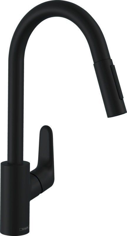 Смеситель для кухни Hansgrohe Focus M41 240 2jet выдвижная лейка однорычажный черный матовый 31815670