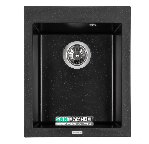 Мийка для кухні Granado Cadiz прямокутна 41х50 см нанограніт black shine 2301