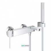 Смеситель для ванной настенный Grohe Plus с душевым гарнитуром латунь хром 33547003