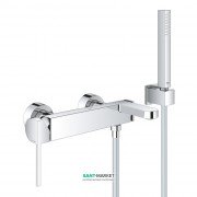 Смеситель для ванной настенный Grohe Plus с душевым гарнитуром латунь хром 33547003