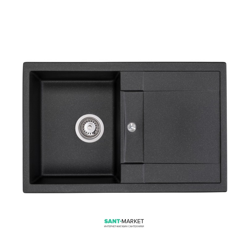 Мойка для кухни Granado Valencia врезная 77,5х49,5 см наногранит black shine 0701