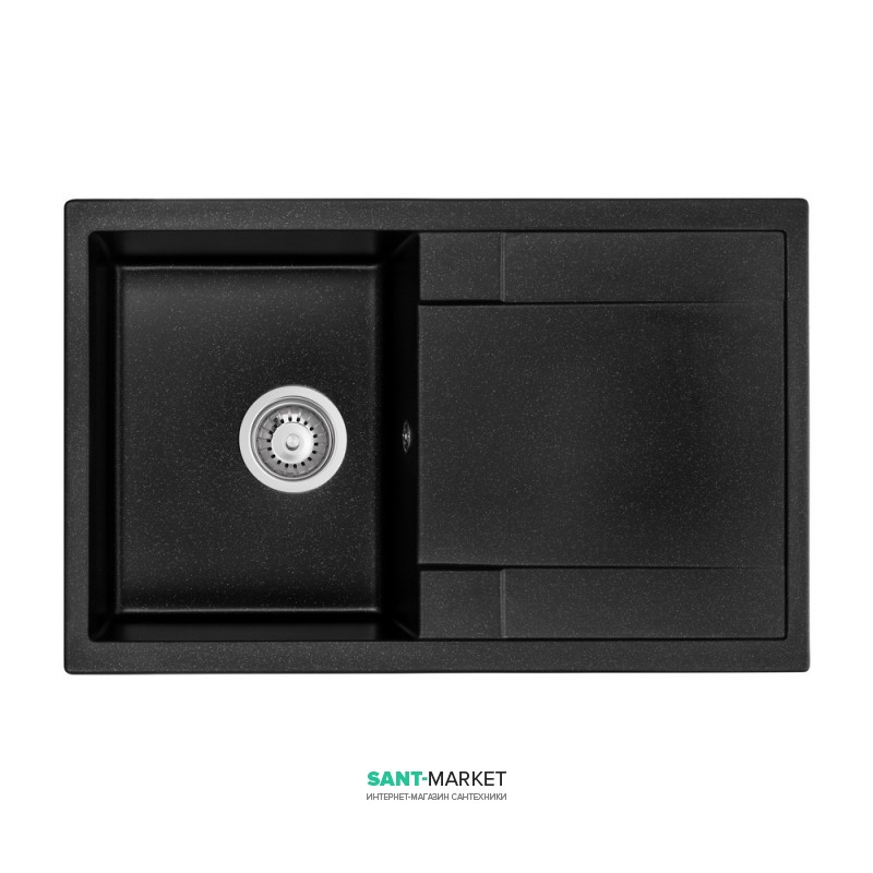 Мийка для кухні Granado Vigo врізна 77,5х49,5 см нанограніт black shine 1401