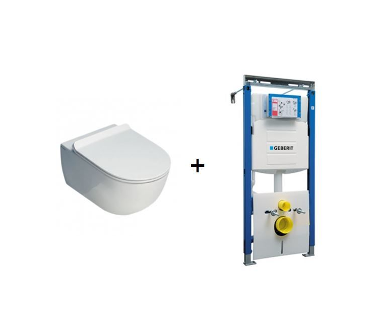 Комплект інсталяція Geberit Duofix 111.362.00.5 + унітаз Flaminia APP AP118G з кришкою Soft Close QKCW05