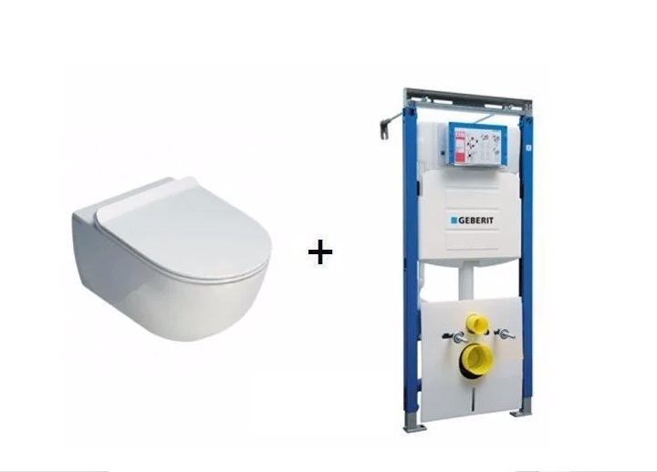 Комплект инсталляция Geberit Duofix 111.362.00.5 + унитаз Flaminia APP AP118 с крышкой Soft Close QKCW05