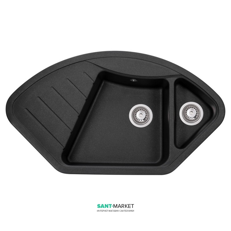Мийка для кухні Granado Barcelona врізна 100х57 см нанограніт black shine 1101