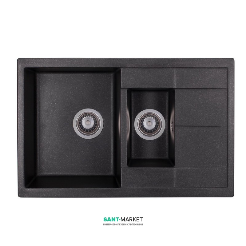 Мойка для кухни Granado Leon врезная 76,5х49 см наногранит black shine 1001