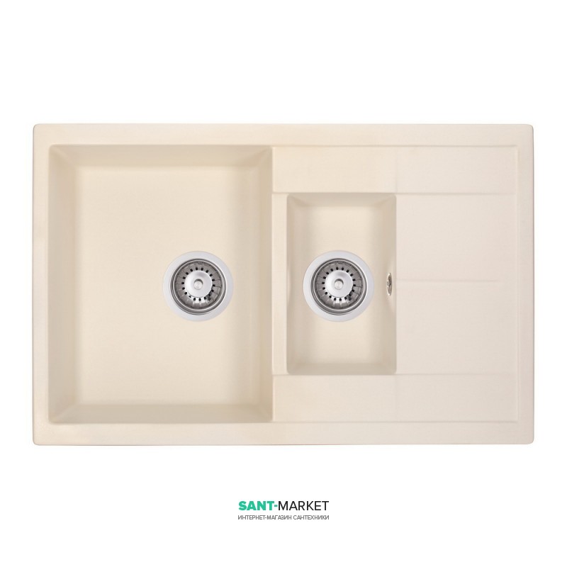 Мойка для кухни Granado Leon врезная 76,5х49 см наногранит ivory 1004