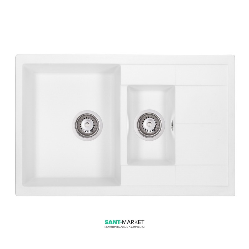Мийка для кухні Granado Leon врізна 76,5х49 см нанограніт white 1005