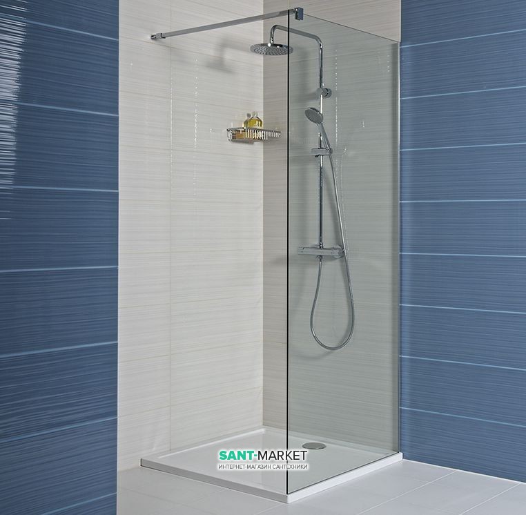 Стінка душова Jika Cubito Pure Perla Glass 78 см сріблястий профіль прозоре скло H2684200026681