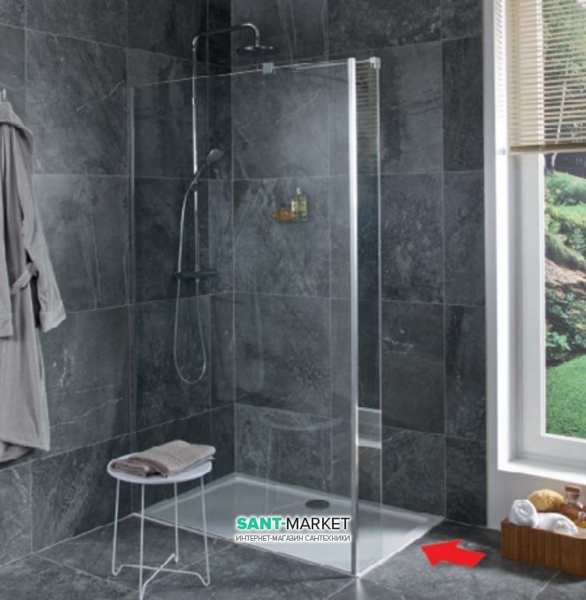 Стенка душевая Jika Cubito Pure Perla Glass 69.7 см серебристый профиль прозрачное стекло H2684210026681