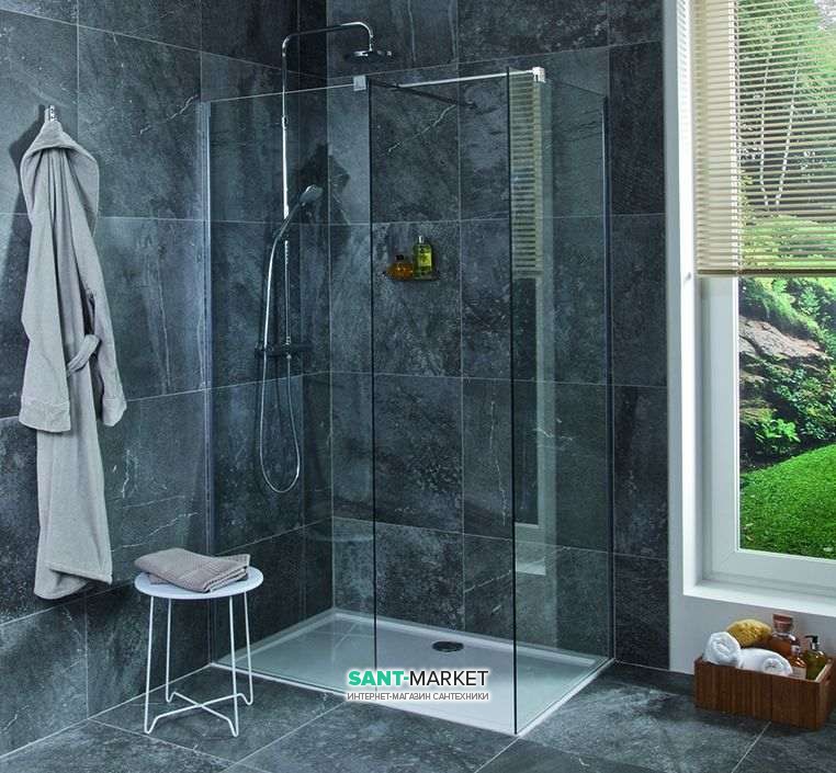 Стенки душевые Jika Cubito Pure Perla Glass серебристый профиль прозрачное стекло H2684250026681