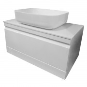 Тумба подвесная под раковину Volle Orlando 76 см со столешницей МДФ/ДСП/искусственный камень белый глянец 15-35-76