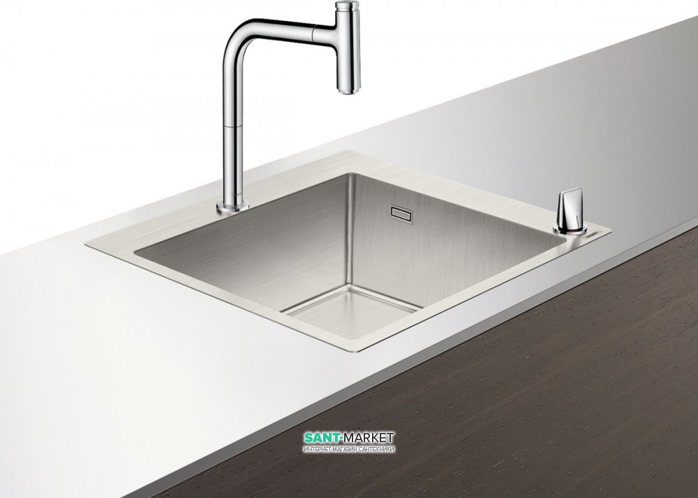 Мийка для кухні Hansgrohe C71 C71-F450-06 з одноважільним кухонним змішувачем і системою зливу з ручним керуванням хром 43201000