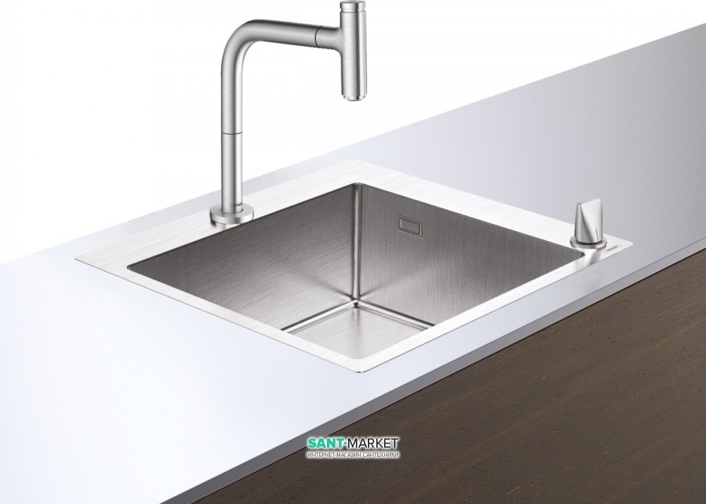 Мойка для кухни Hansgrohe C71 C71-F450-06 с однорычажным кухонным смесителем и системой слива с ручным управлением сталь 43201800