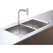 Мойка для кухни Hansgrohe C71 C71-F765-10 с однорычажным кухонным смесителем и системой слива с ручным управлением сталь 43203800