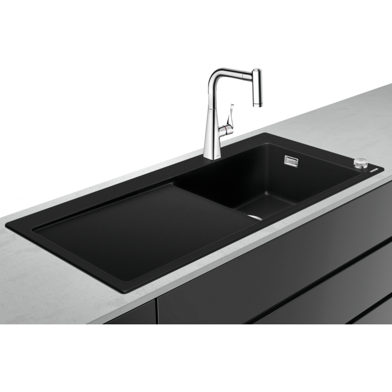 Мийка для кухні Hansgrohe C51 C51-F450-03 з одноважільним змішувачем і системою зливу з автоматичним управлінням графіт 43214000