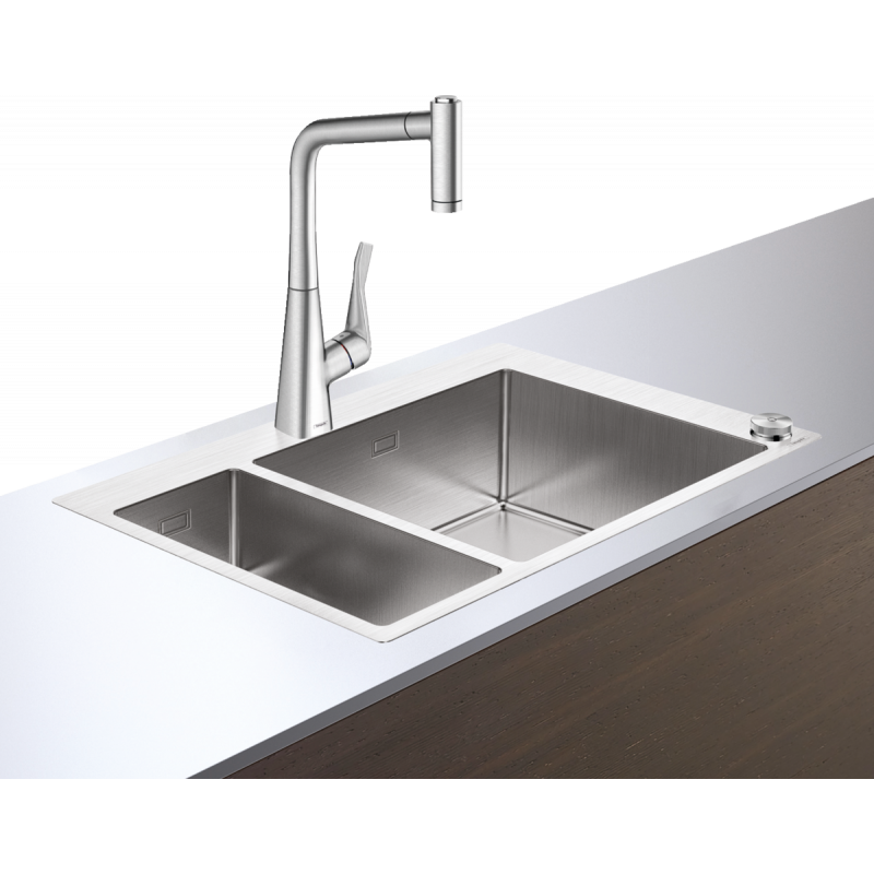 Мойка для кухни Hansgrohe C71 C71-F655-04 с однорычажным кухонным смесителем и системой слива с автоматическим управлением сталь 43210800