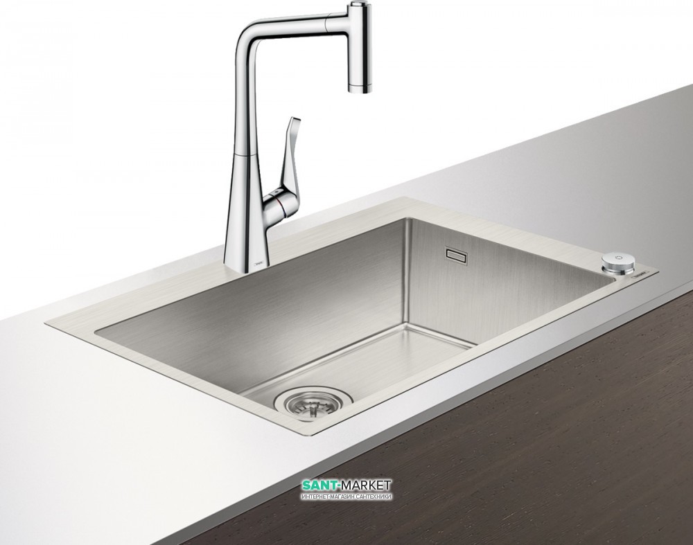 Мийка для кухні Hansgrohe C71 C71-F660-03 з одноважільним кухонним змішувачем і системою зливу з автоматичним управлінням хром 43209000