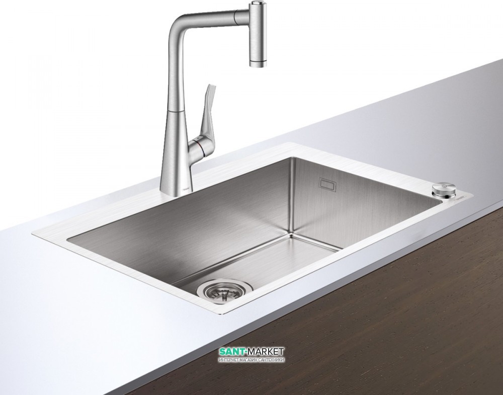 Мийка для кухні Hansgrohe C71 C71-F660-03 з одноважільним кухонним змішувачем і системою зливу з автоматичним управлінням сталь 43209800