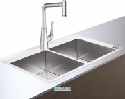 Мийка для кухні Hansgrohe C71 C71-F765-05 з одноважільним кухонним змішувачем і системою зливу з автоматичним управлінням сталь 43211800