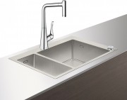Мойка для кухни Hansgrohe C71 C71-F655-04 с однорычажным кухонным смесителем и системой слива с автоматическим управлением хром 43210000