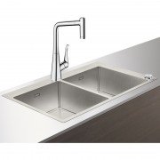 Мийка для кухні Hansgrohe C71 C71-F765-05 з одноважільним кухонним змішувачем і системою зливу з автоматичним управлінням хром 43211000